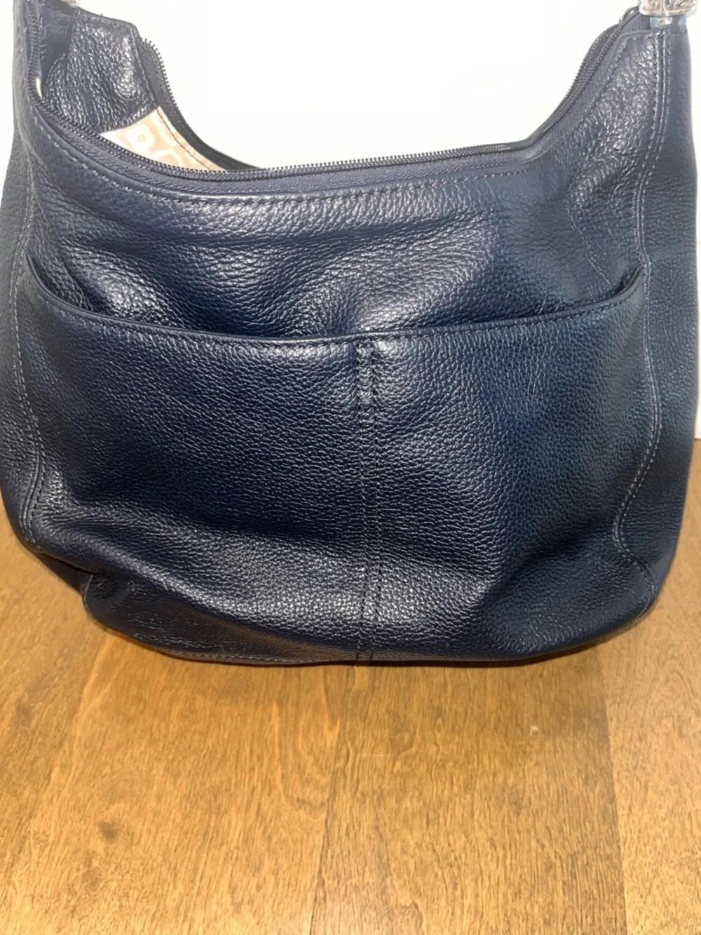 Brighton Women’s Barbados Navy Blue Leather Shoulder Bag / Braided Strap